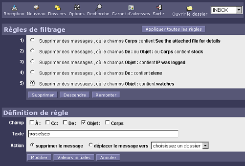 cet écran correspond aux filtres du webmail, ce n'est pas mfilter