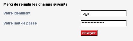 saisie de votre identifiant et de votre mot de passe
