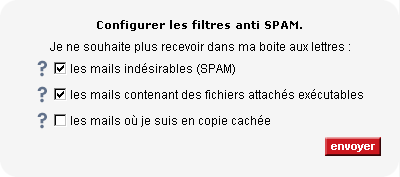 mfilter : les 3 choix pour configurer les filtres de l'anti-spam de base