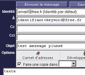 envoi d'un message a une adresse plussée