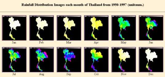 cartes mensuelles des précipitations moyennes depuis 1950